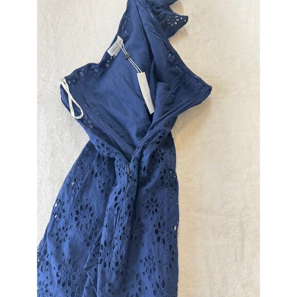 Lovers + Friends Seana Mini Dress Womens XXS Deep Navy One Shoulder Eyelet - Picture 7 of 15